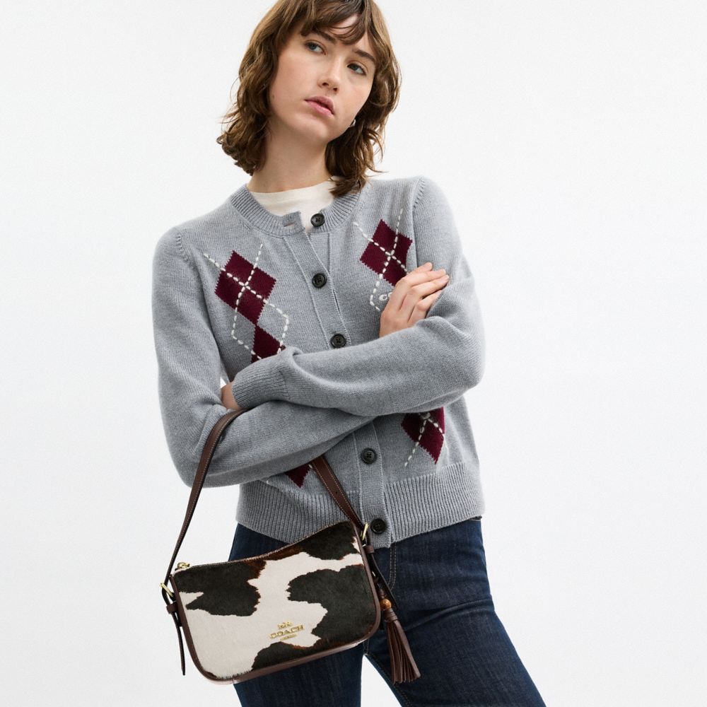 Kailey Shoulder Bag With Cow Print And Tassel