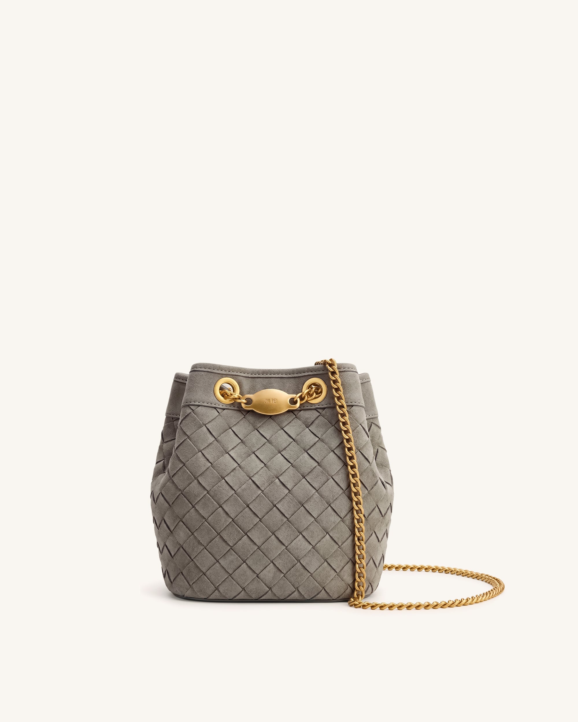 Yara Faux Suede Hand-Woven Bucket Bag - Dark Blue