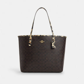 City Tote Bag In Signature Canvas With Leopard Print