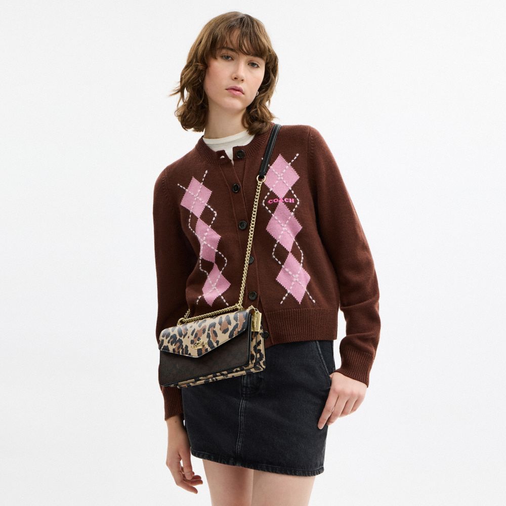 Klare Envelope Crossbody Bag In Signature Canvas With Leopard Print