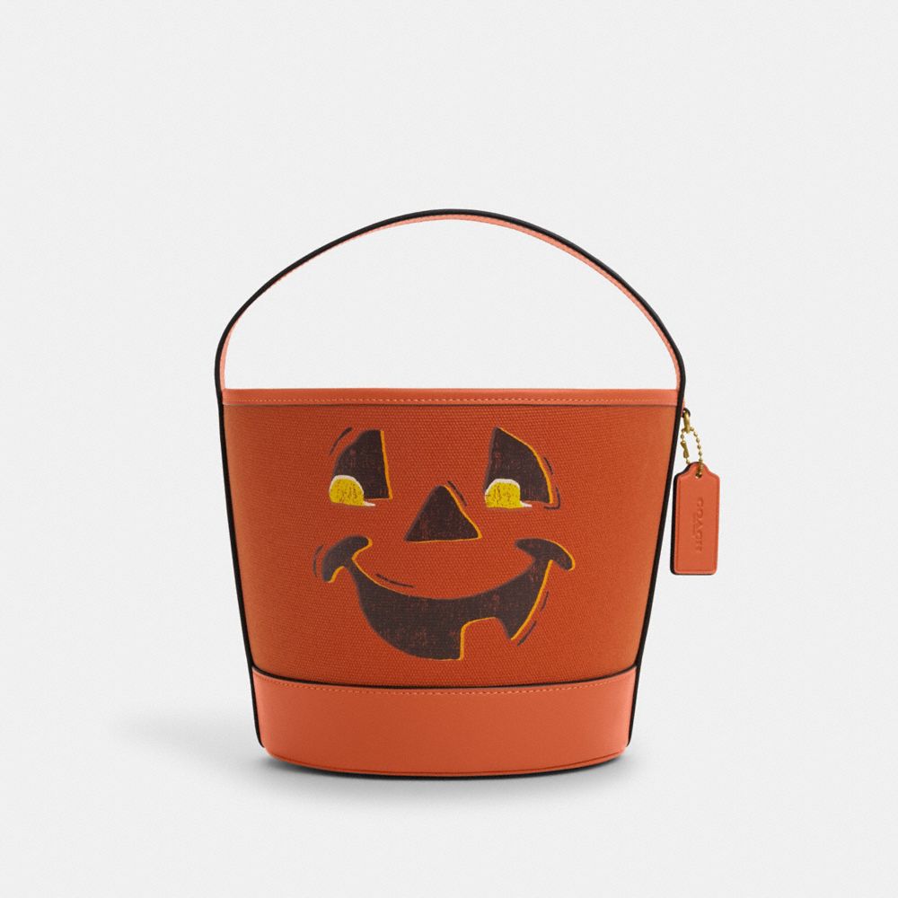 Trick Or Treat Bucket With Halloween Pumpkin In Regenerative Cotton