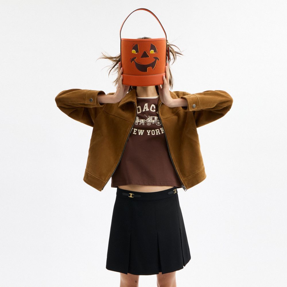 Trick Or Treat Bucket With Halloween Pumpkin In Regenerative Cotton