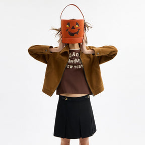 Trick Or Treat Bucket With Halloween Pumpkin In Regenerative Cotton