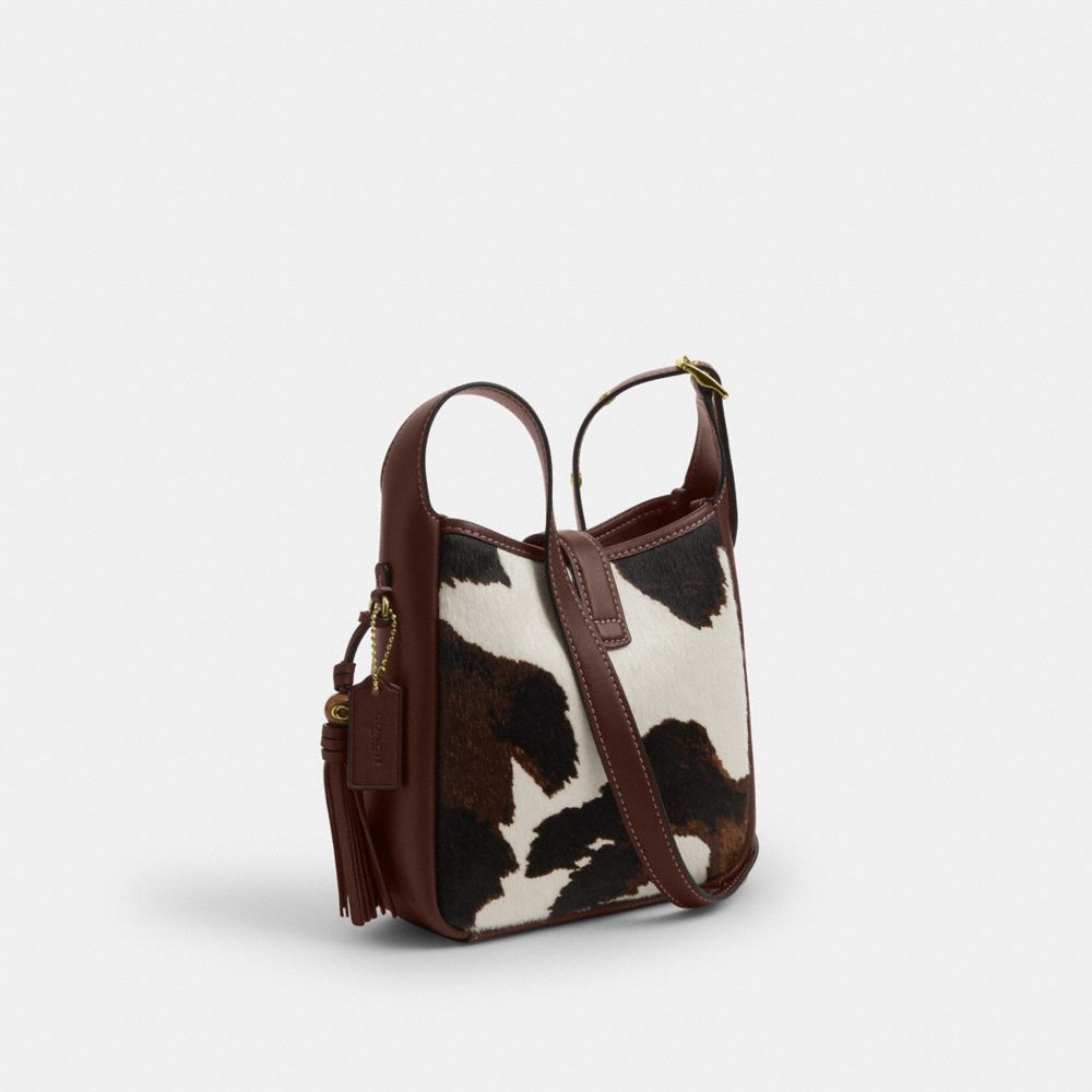 Hadley Mini Crossbody Bag With Cow Print And Tassel