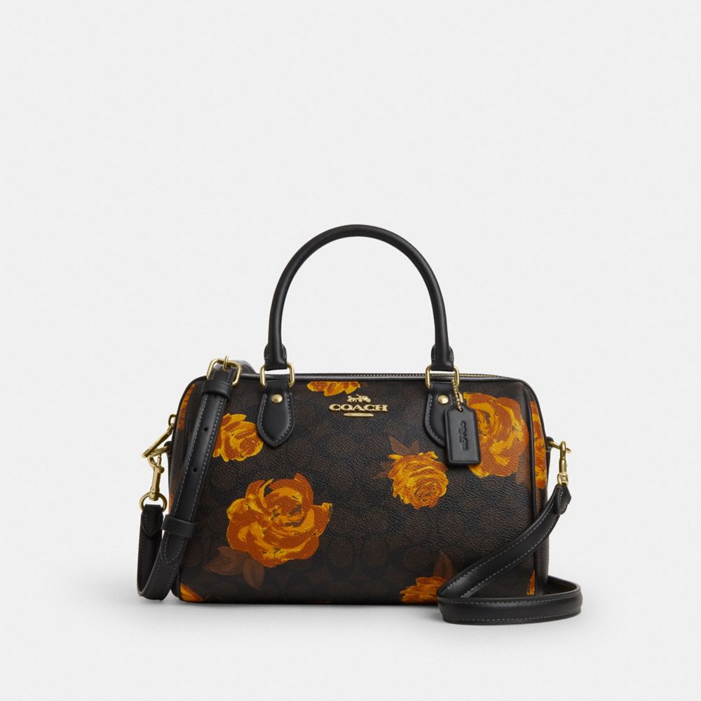 Rowan Satchel Bag In Signature Canvas With Floral Print