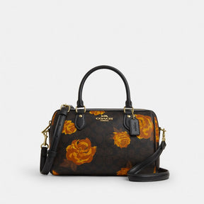 Rowan Satchel Bag In Signature Canvas With Floral Print