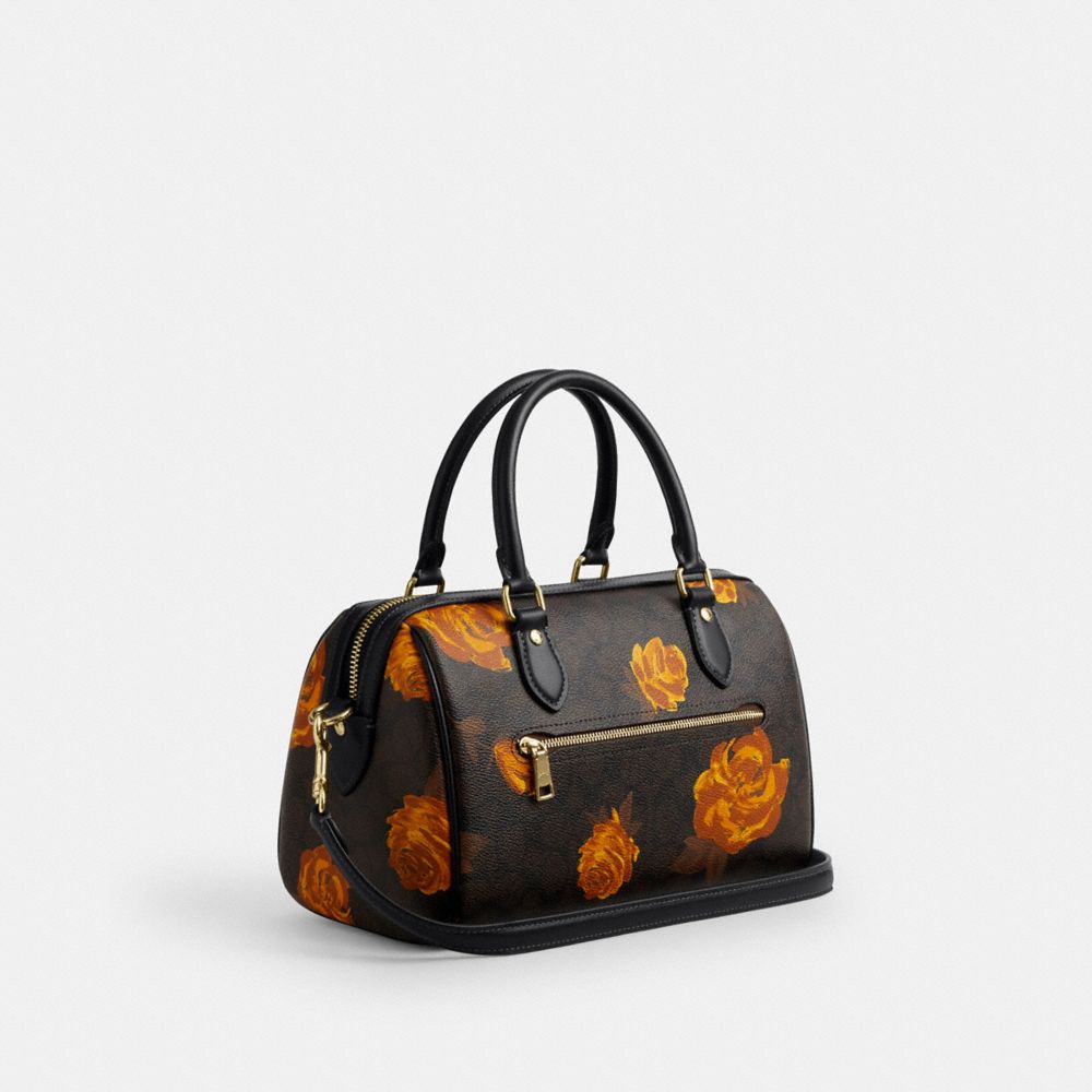 Rowan Satchel Bag In Signature Canvas With Floral Print