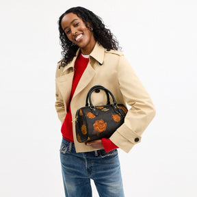 Rowan Satchel Bag In Signature Canvas With Floral Print