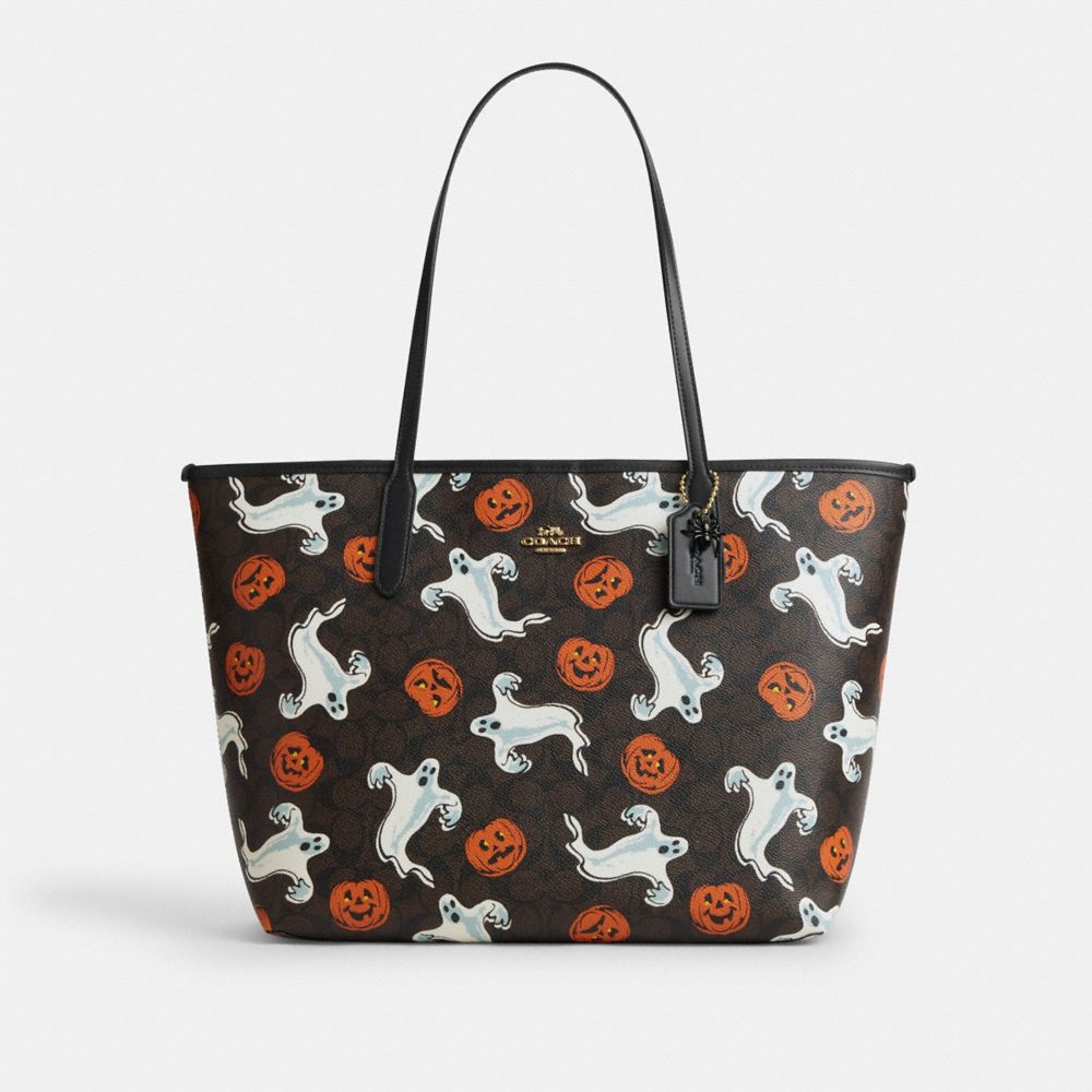 City Tote Bag In Signature Canvas With Halloween Print