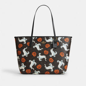 City Tote Bag In Signature Canvas With Halloween Print