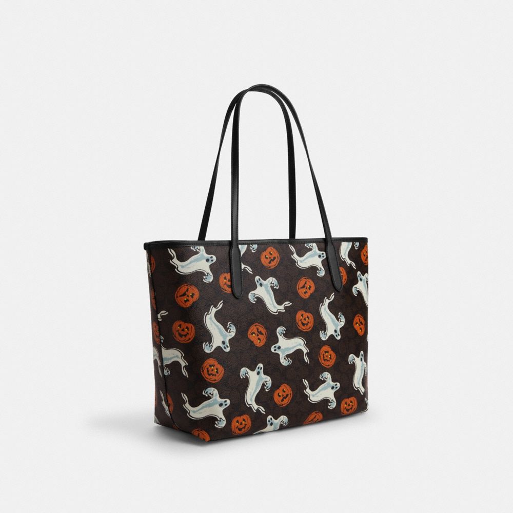 City Tote Bag In Signature Canvas With Halloween Print