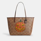 City Tote Bag In Signature Canvas With Halloween Print