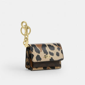 Klare Bag Charm With Signature Canvas And Leopard Print