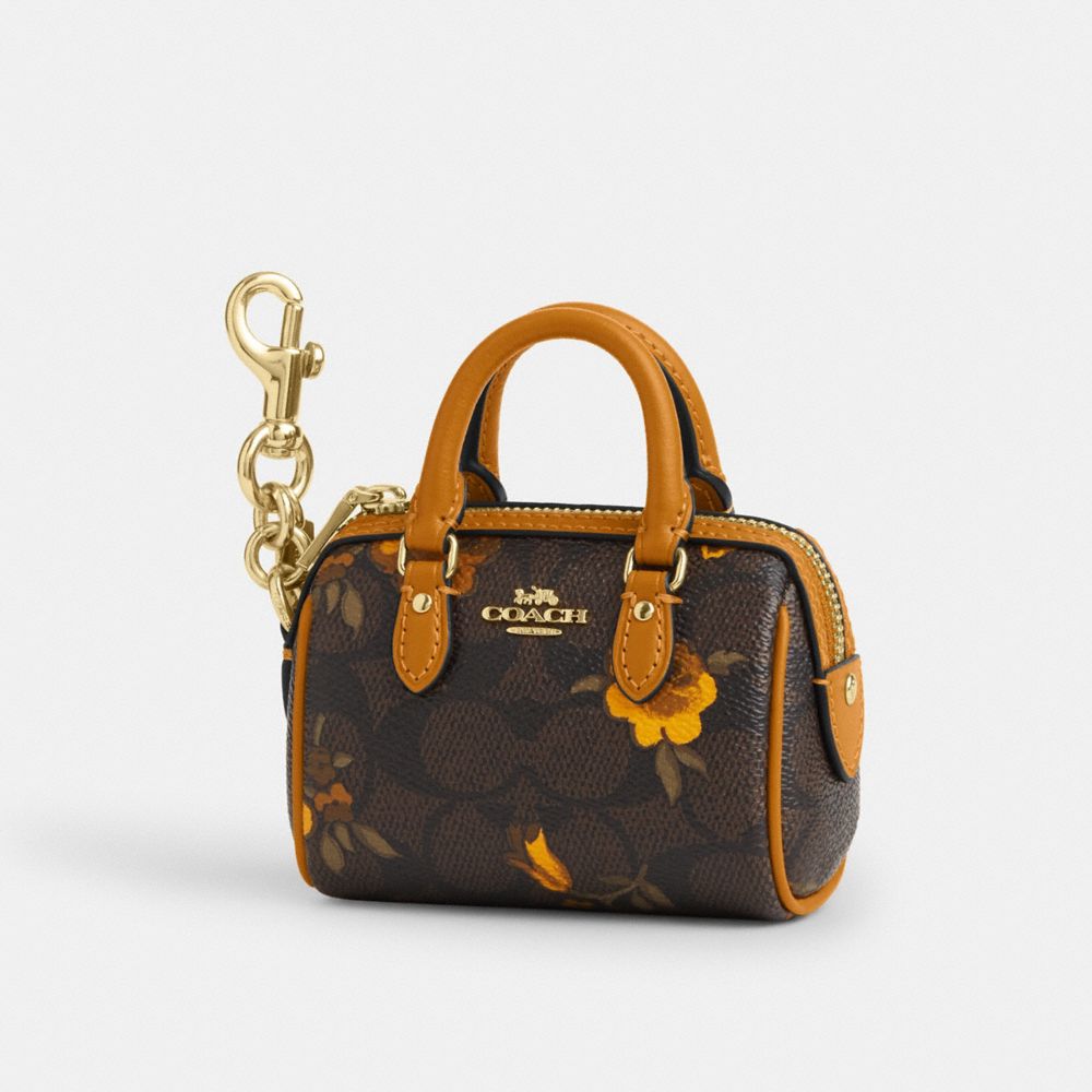Mini Rowan Bag Charm In Signature Canvas With Floral Print