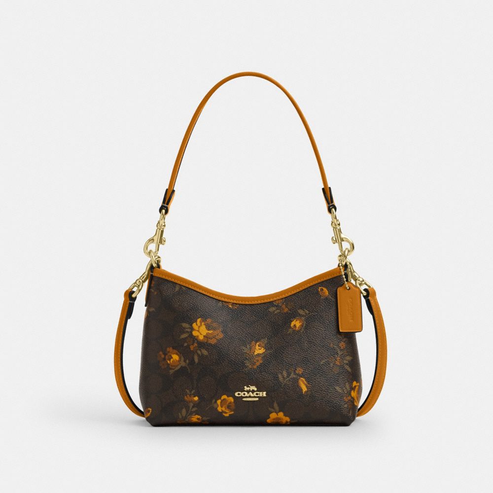 Laurel Small Shoulder Bag In Signature Canvas With Floral Print