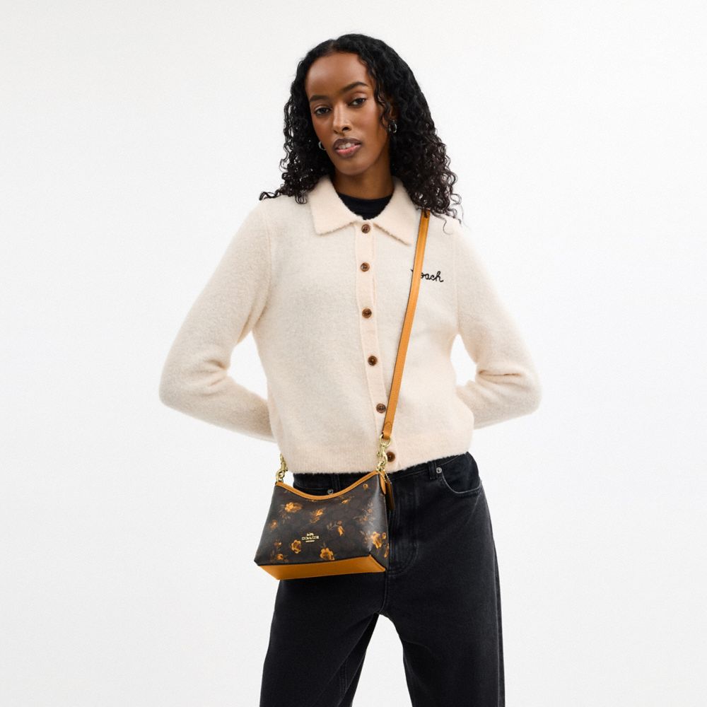 Laurel Small Shoulder Bag In Signature Canvas With Floral Print