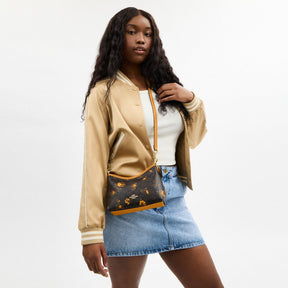 Laurel Small Shoulder Bag In Signature Canvas With Floral Print