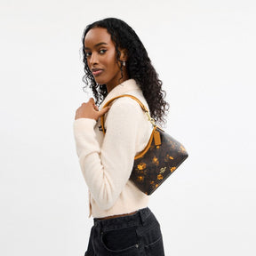 Laurel Small Shoulder Bag In Signature Canvas With Floral Print