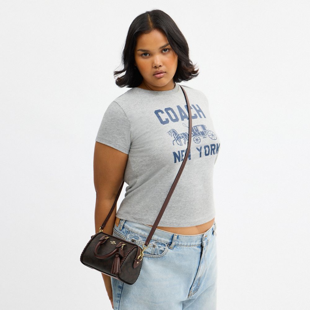 Mini Rowan Crossbody Bag In Signature Canvas With Fringe