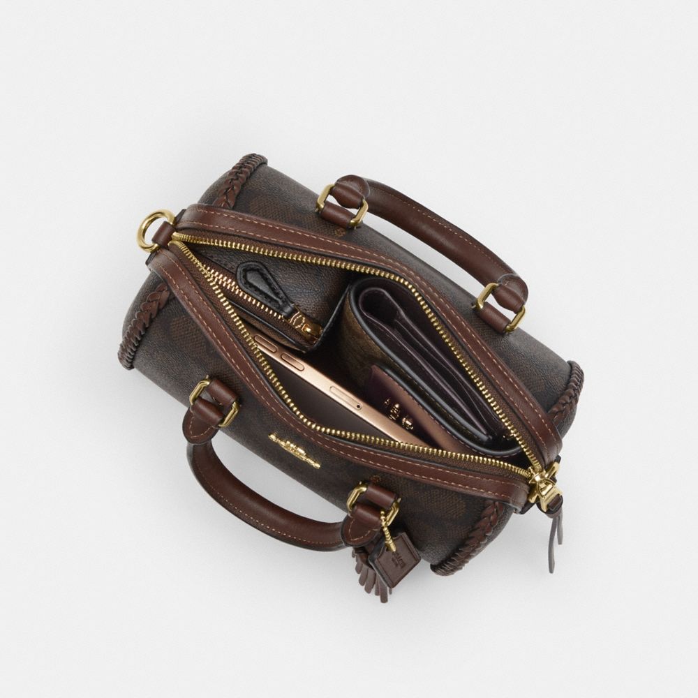 Mini Rowan Crossbody Bag In Signature Canvas With Fringe