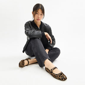 C Rivet Mary Jane With Leopard Print