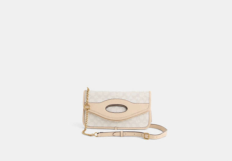 Restored Foldover Cut Out Clutch Crossbody In Signature Jacquard
