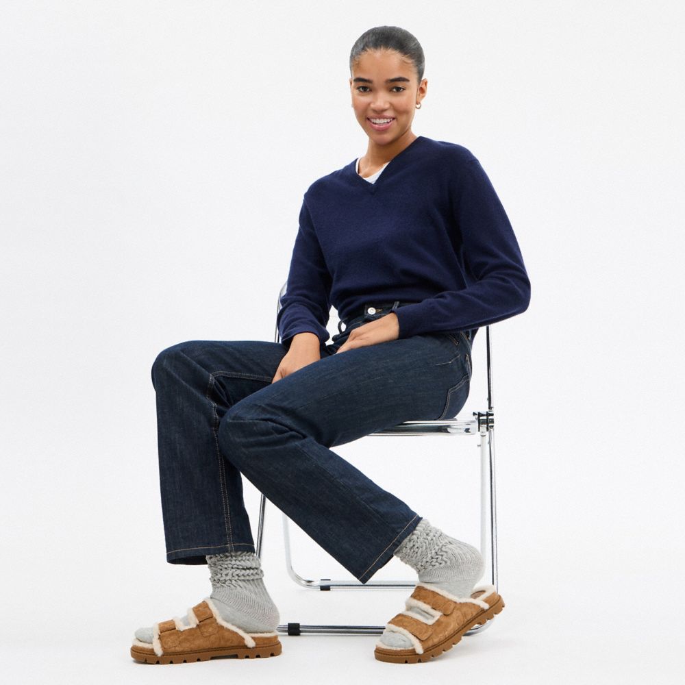 Two Band Sport Slide In Signature Suede