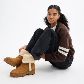 Chunky Sherpa Bootie In Signature Suede