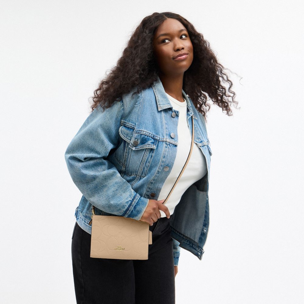 Slim Crossbody Bag In Signature Leather