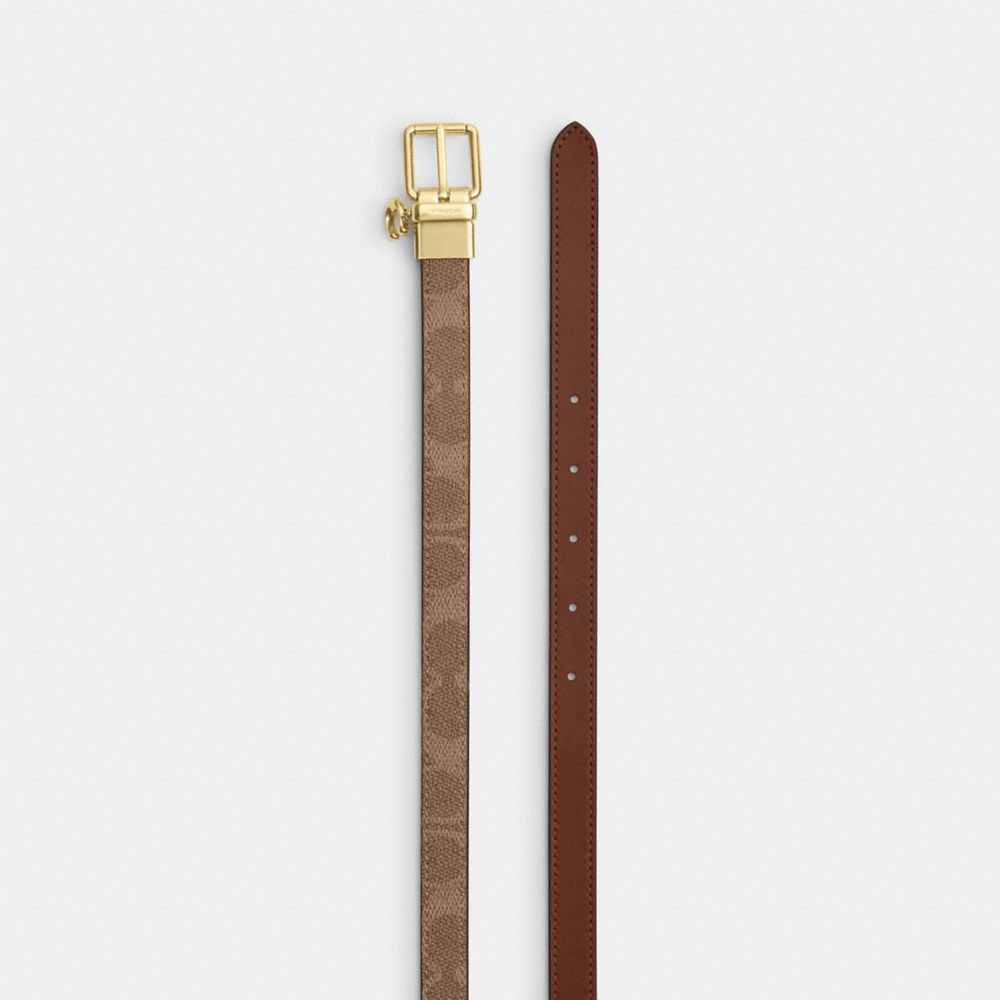 Roller Buckle Cut To Size Reversible Belt In Signature Canvas With Charm, 18 Mm