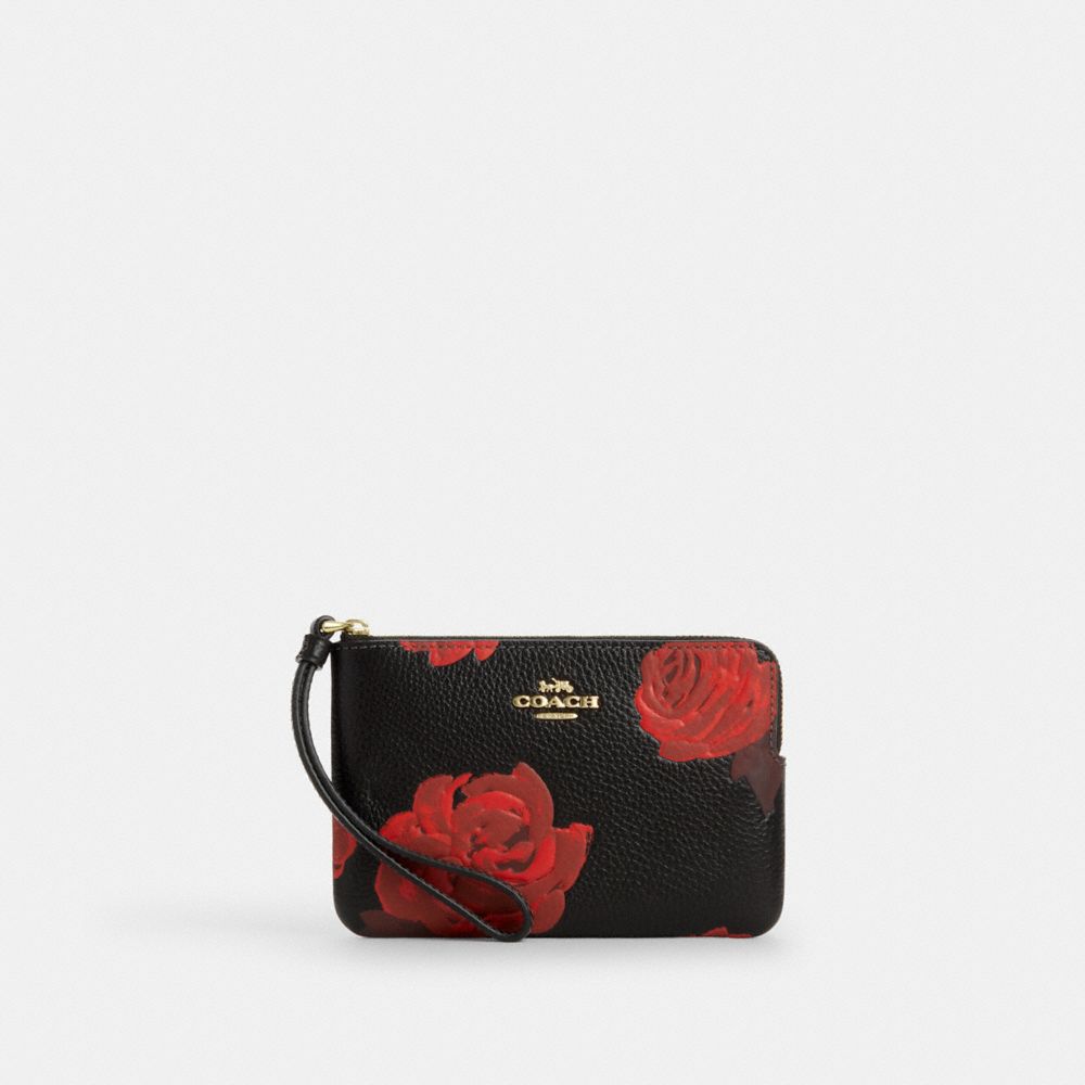 Corner Zip Wristlet With Floral Print