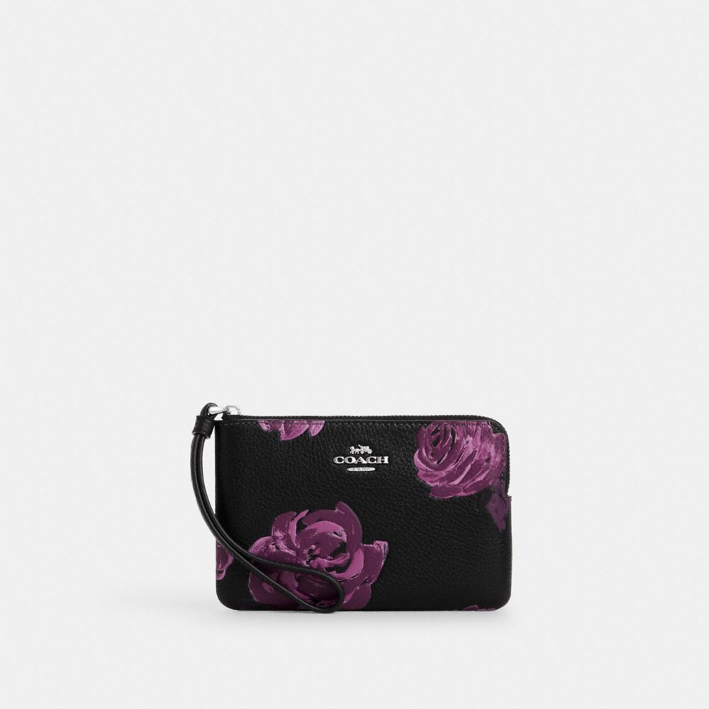 Corner Zip Wristlet With Floral Print