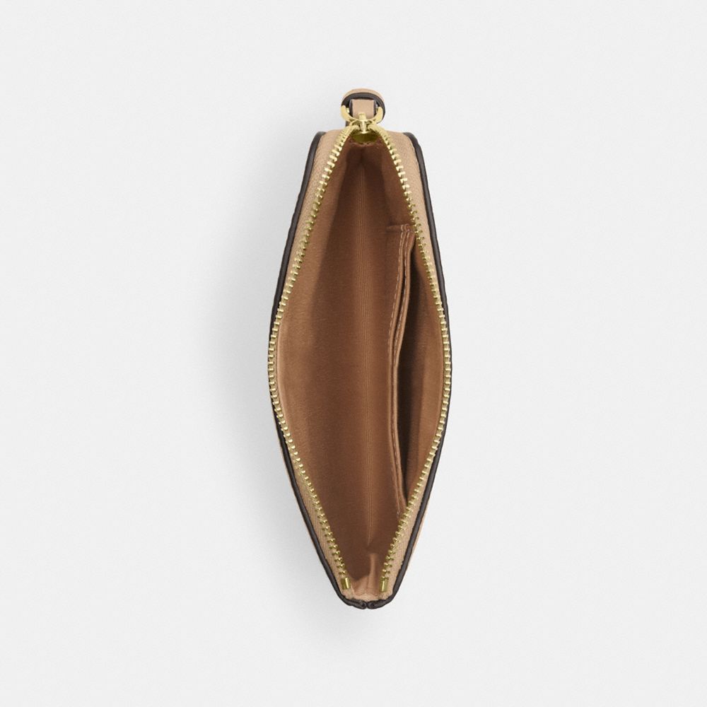 Corner Zip Wristlet In Signature Leather