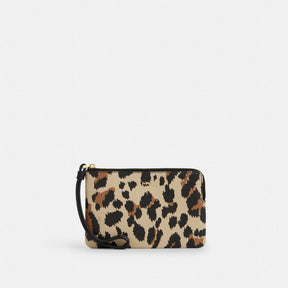 Corner Zip Wristlet With Leopard Print