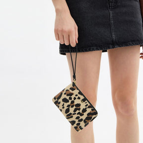 Corner Zip Wristlet With Leopard Print
