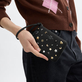 Corner Zip Wristlet With Rivets