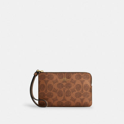 Corner Zip Wristlet In Signature Canvas