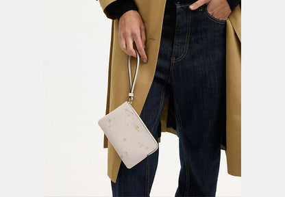 Corner Zip Wristlet With Star Print