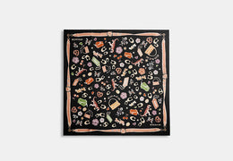 Iconic Motifs Print Silk Square Scarf