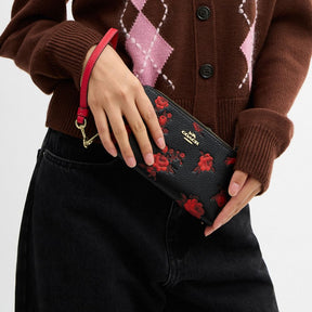 Long Zip Around Wallet With Floral Print