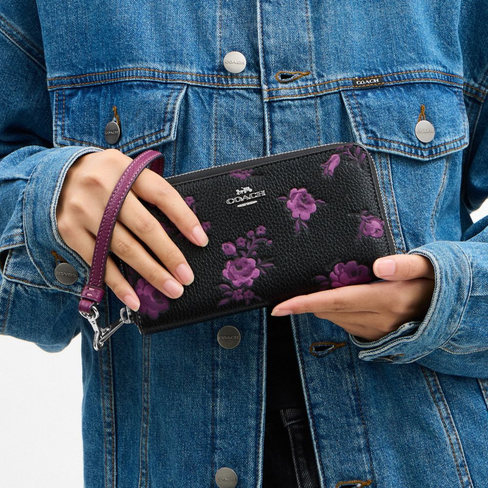 Long Zip Around Wallet With Floral Print