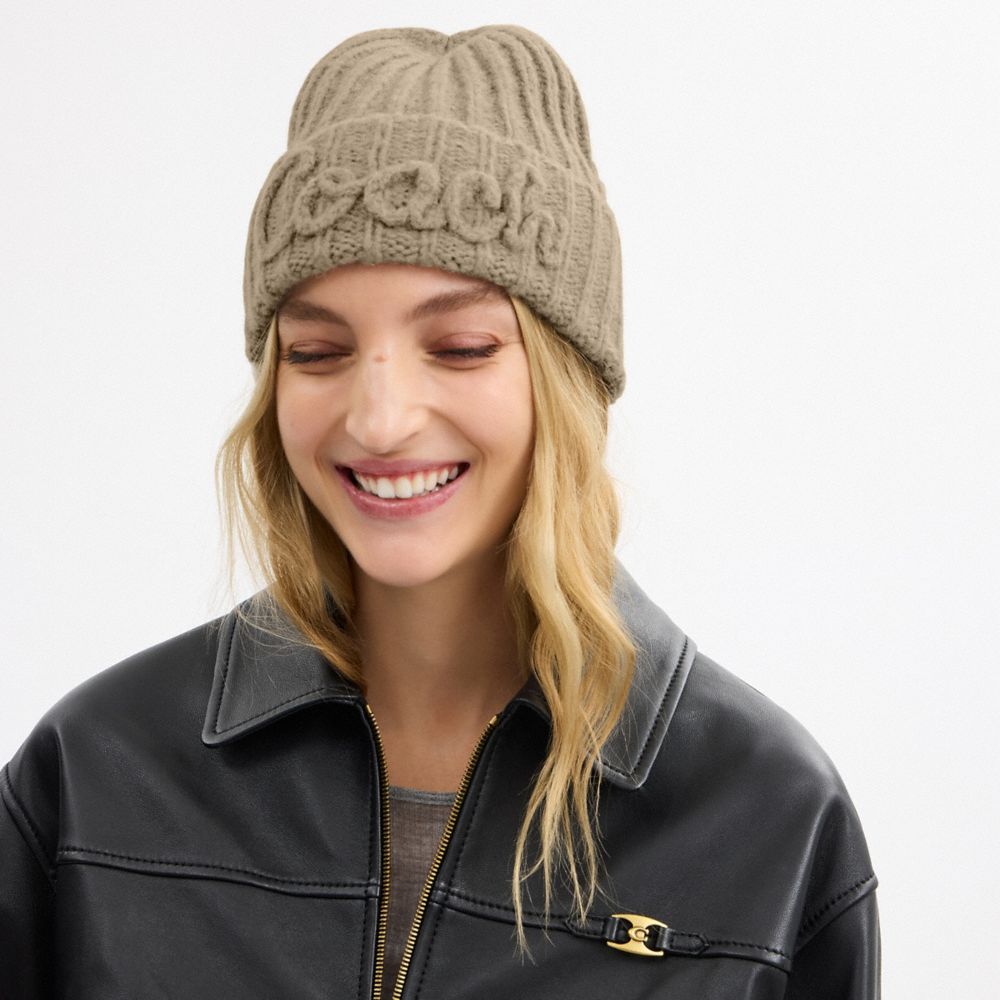 Coach Script Knit Beanie