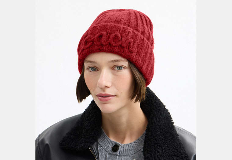 Coach Script Knit Beanie