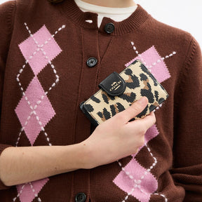 Medium Corner Zip Wallet With Leopard Print