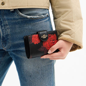 Medium Corner Zip Wallet With Floral Print