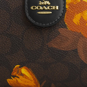 Medium Corner Zip Wallet In Signature Canvas With Floral Print