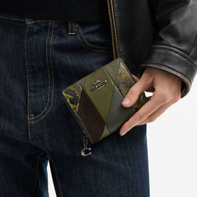 Snap Wallet With Patchwork And Snake Print