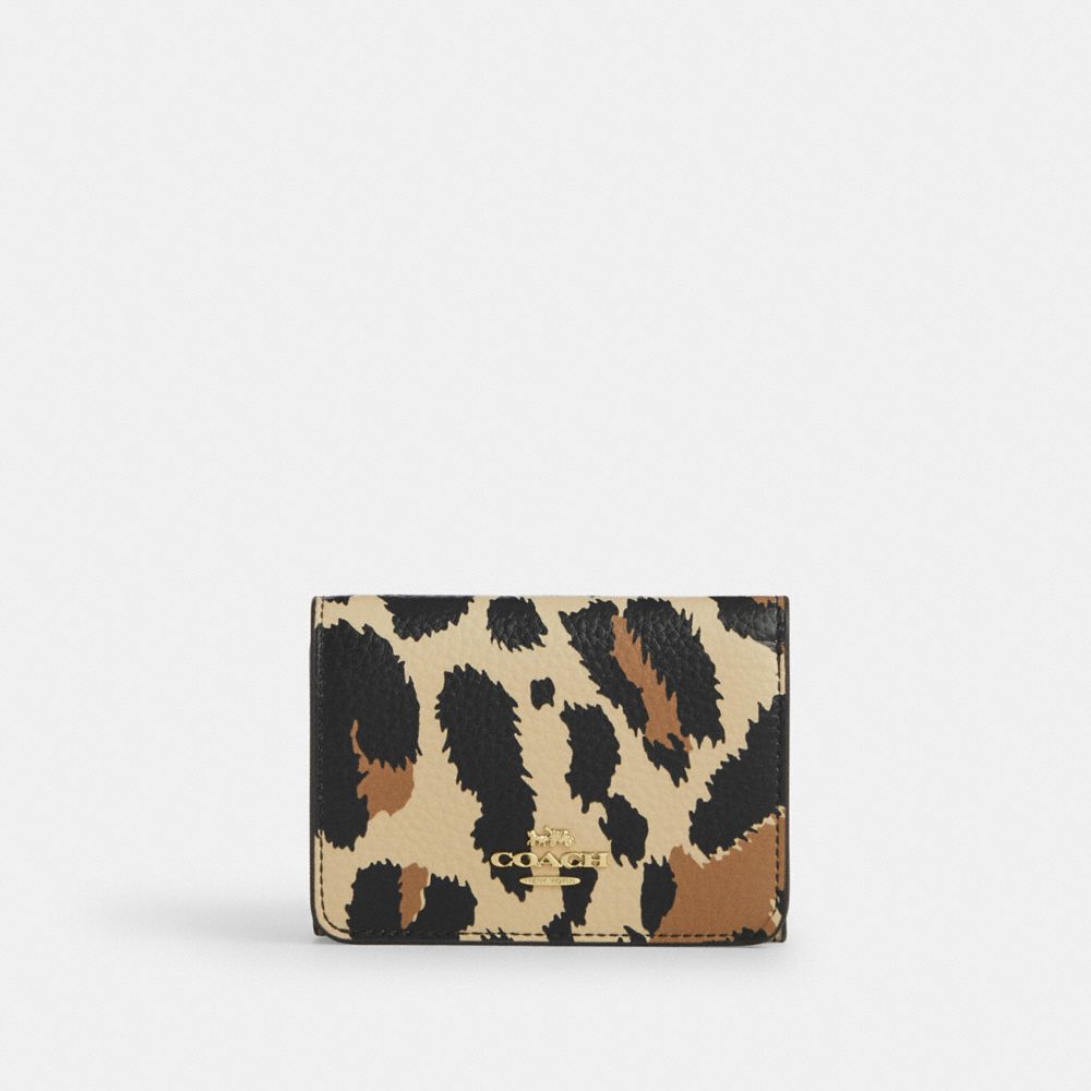 Card Holder Wallet With Leopard Print And Signature Canvas