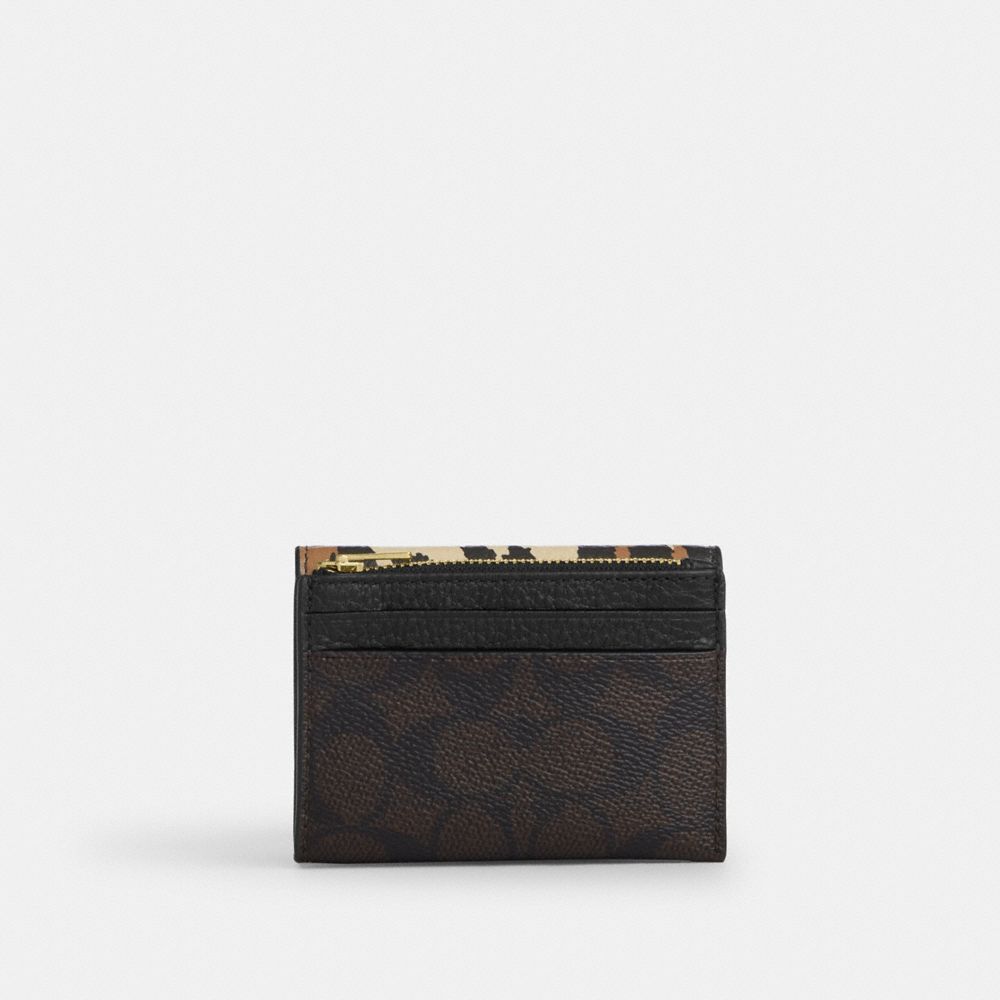 Card Holder Wallet With Leopard Print And Signature Canvas