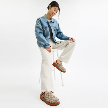Sculpted C Platform Clog In Signature Textile Jacquard